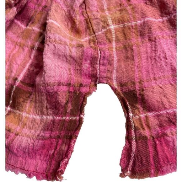 Anthropologie Plaid Oversized Fuchsia Pink Blouse - Picture 10 of 13